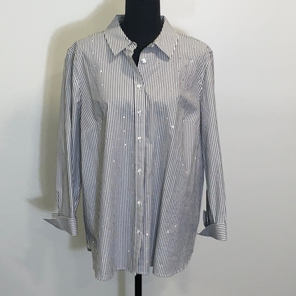 Talbots Rhinestone Blouse NWOT - Picture 3 of 10